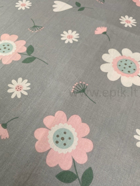 Satino medvilnės patalynės komplektas "Pink Chamomile"